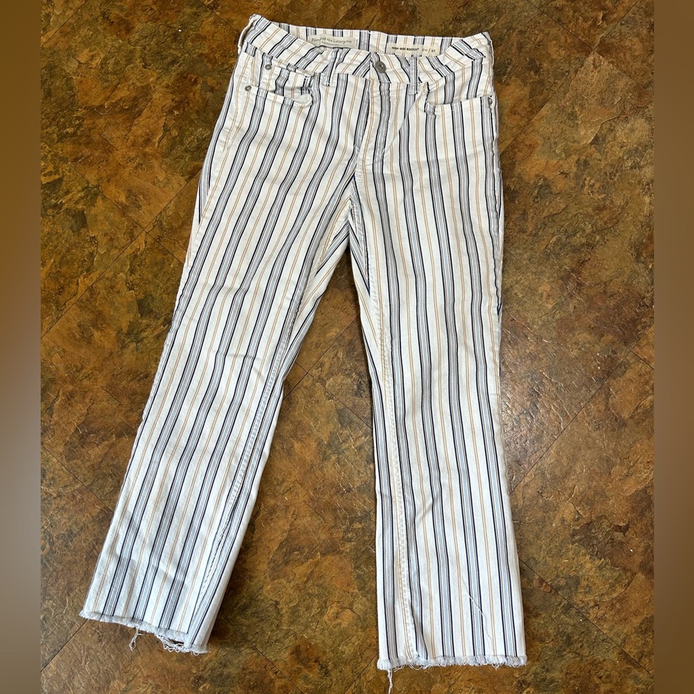 Anthropologie Striped Skinny Pants in White and Blue